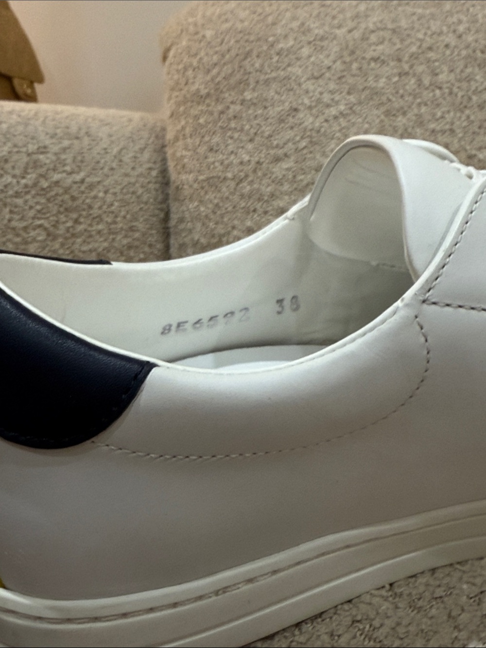 Fendi White Leather Slip-On Sneakers with Pink and Black Stripe - Picture 7 of 7